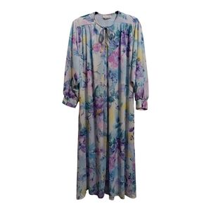 Amanda Rich Vintage Pink and Blue Robe with Bishop Sleeves